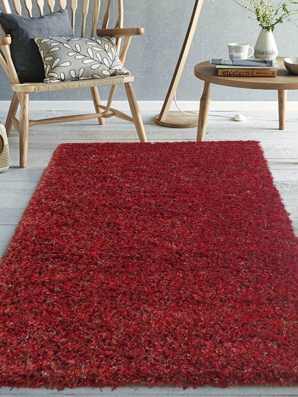Carpetmantra Red Mixed Shaggy 4ft X 6ft 