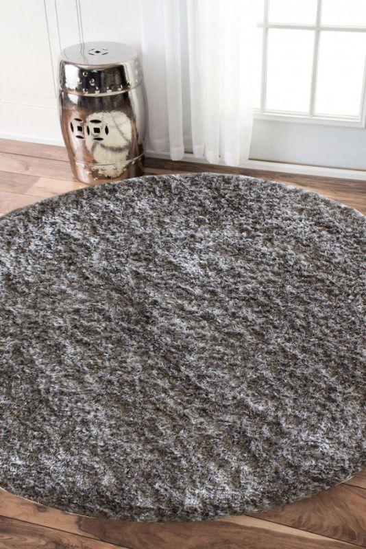 Carpetmantra Silver Metalic shaggy 4ft Round