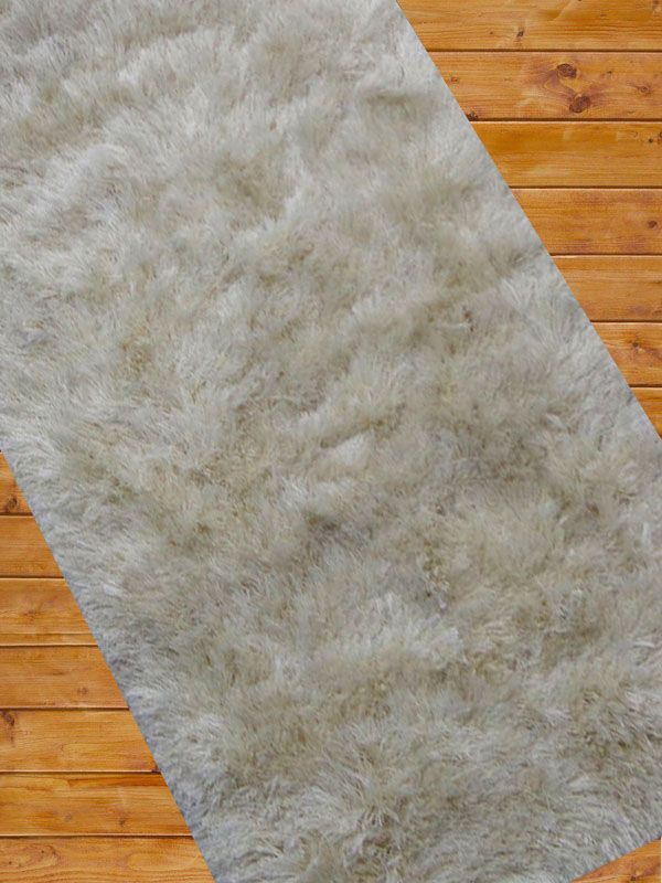 Carpetmantra White Polar Runner Shaggy 