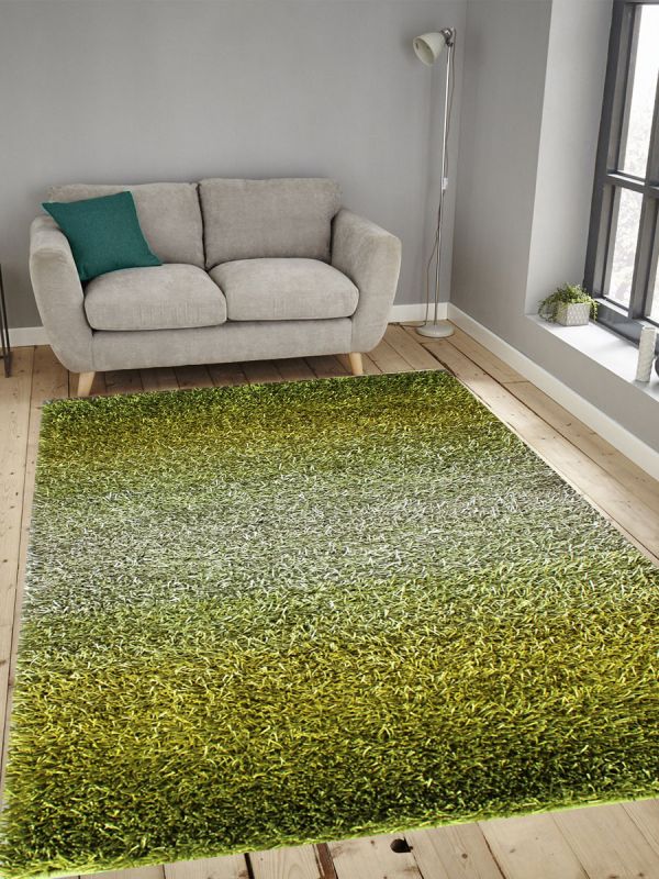 Carpetmantra Green Stick shaggy 4.6ftX6.6ft