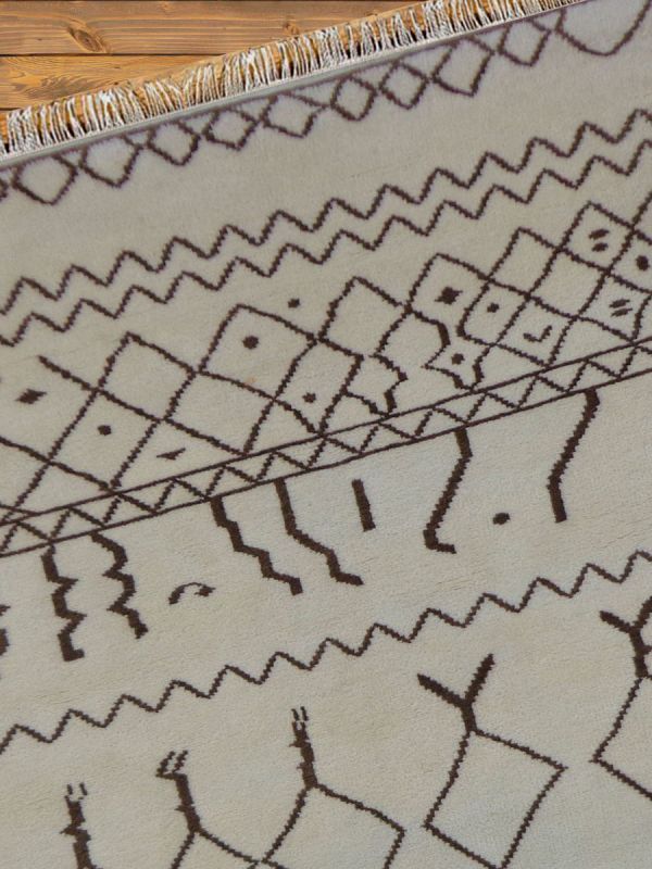 Hand Knotted Moroccan Beige Carpet 5.7ft X 7.10ft