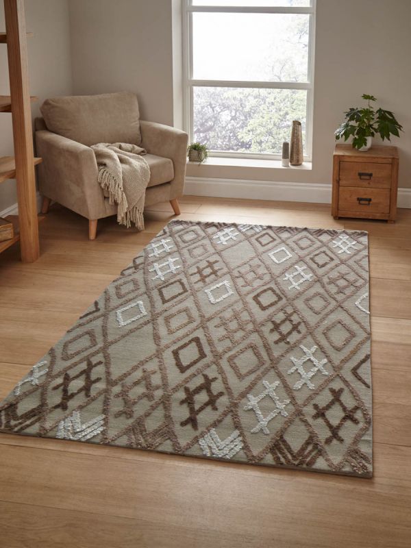 Carpetmantra  Durrie Carpet Wool  Viscose 4.6 x 6.6
