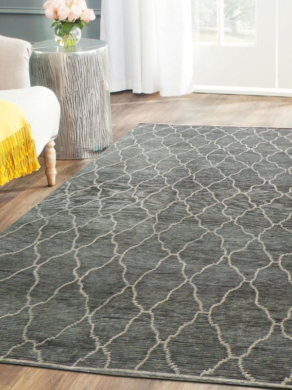 Hand Knotted  Grey Designer Carpet 5.7ft X 7.10ft   