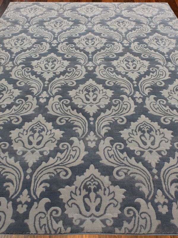 Carpetmantra Floral Grey Carpet 5.3ft X 7.7ft