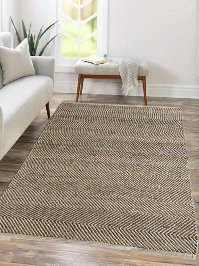 Carpetmantra Beige Jute Carpet 4.6ft X 6.6ft