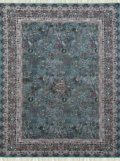 Carpetmantra Irani Turquoise Floral Carpet 