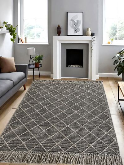 Carpetmantra Hand Woven Grey Carpet 5.0ft X 7.0ft