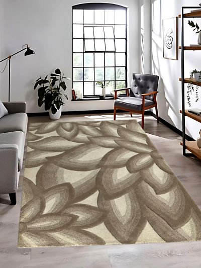 Carpetmantra Beige & White Color Floral Design 100% New Zealand Wool Handmade Carpet 4.6ft X 6.6ft 