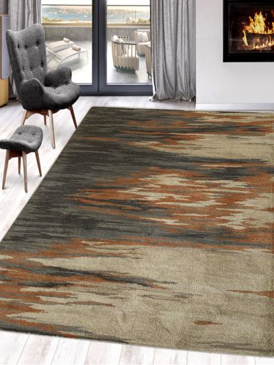 Carpetmantra Multi Color Abstract Design 100% New Zealand Wool Handmade Carpet 5ft X 8ft