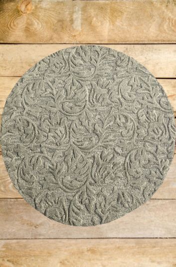 Carpetmantra Green Floral Carpet 4ft Round 