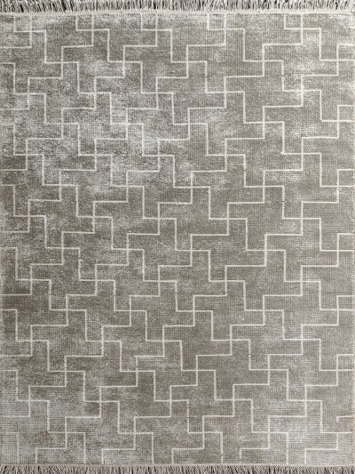 Carpetmantra Handknotted Bamboo Silk Grey Carpet 5.7ft X 7.10ft