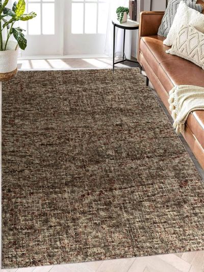 Carpetmantra Multi Color Plain Design 100% New Zealand Wool Handmade Carpet 4.6ft x 6.6ft 