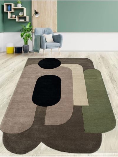 Carpetmantra Multi Color 100%  Wool Modern Handmade Carpet 