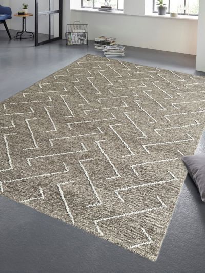 Carpetmantra Beige Color Modern Design 100% Wool Handmade Carpet 5ft X 8ft