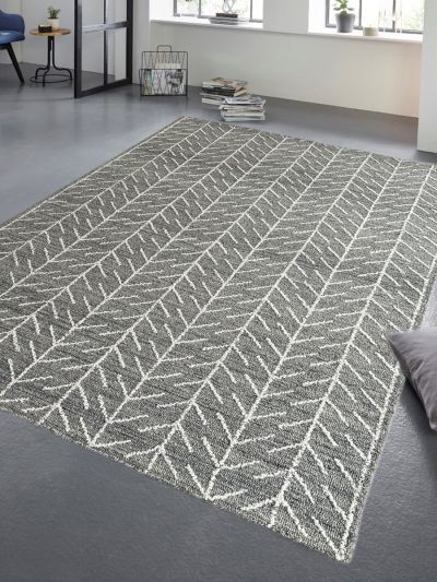 Carpetmantra Grey Color Modern Design 100% Wool Handmade Carpet 5ft X 8ft