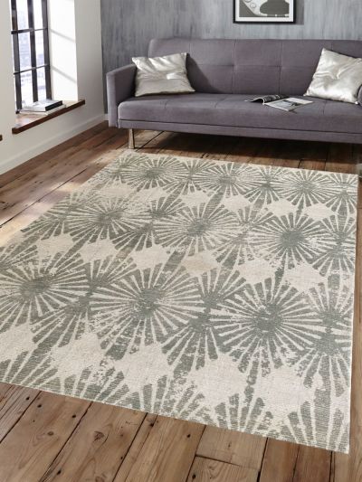 Carpetmantra Green Abstract Carpet 4.6ft X 6.6ft