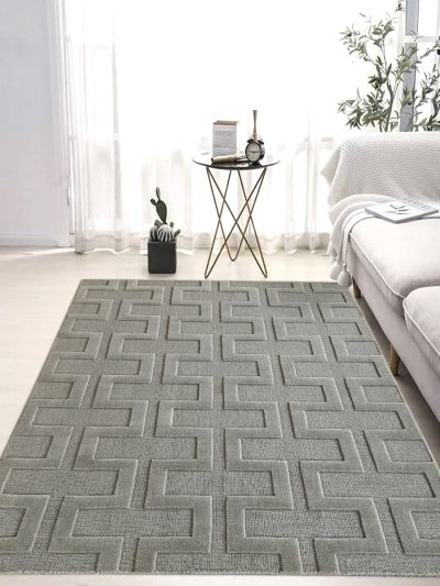 Carpetmantra White Modern Carpet 4.9ft x 6.11ft