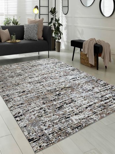 Carpetmantra Silver Grey Abstract Carpet 8ft X 10ft  