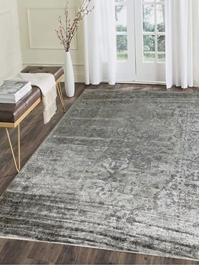 Carpetmantra Green Abstract100% Banana Silk Carpet 8fft X 10ft