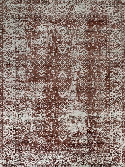 Carpetmantra Rust Modern 100% Viscose Carpet 5.1ft X 7.4ft
