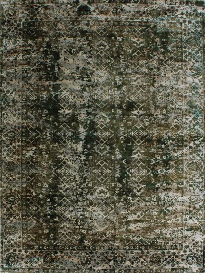 Carpetmantra Dk. Green Modern 100% Viscose Carpet 5.1ft X 7.4ft