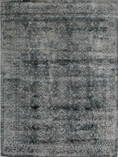 Carpetmantra Grey Modern 100% Viscose Carpet 5.1ft X 7.4ft