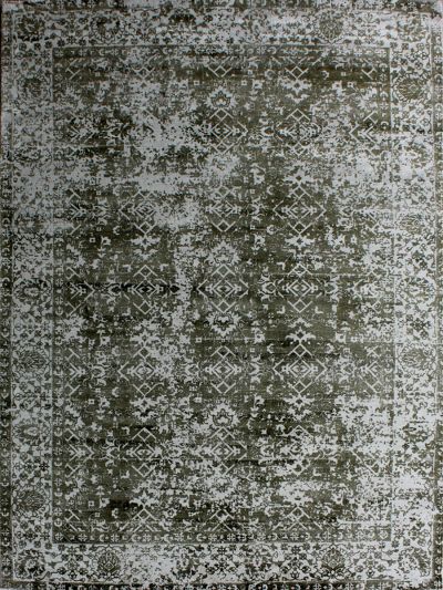 Carpetmantra Green Modern 100% Viscose Carpet 5.1ft X 7.4ft