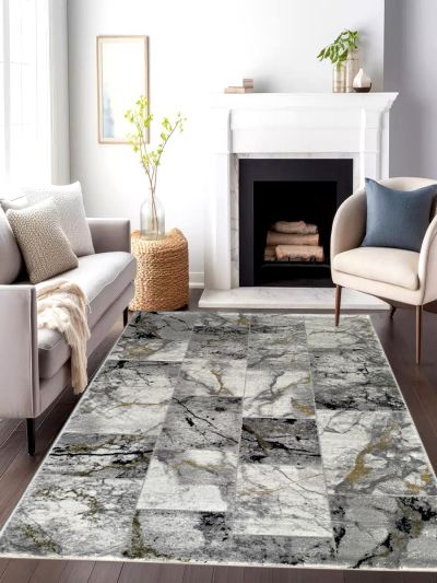 Carpetmantra Multi Color Abstract Design High Qulality Wool Viscose Mix Fine Carpet 5.0ft X 7.6ft