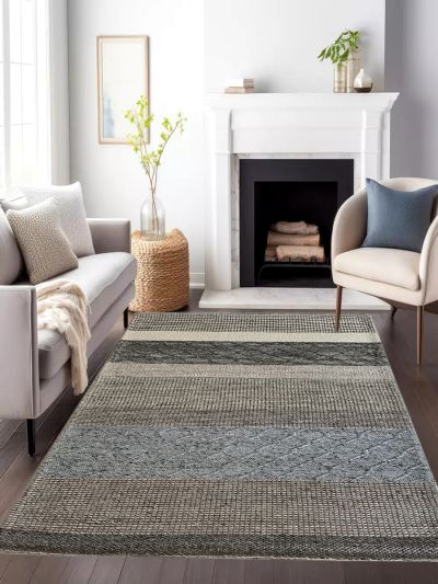 Carpetmantra Hand Woven Natural Grey Carpet 5ft X 8ft  