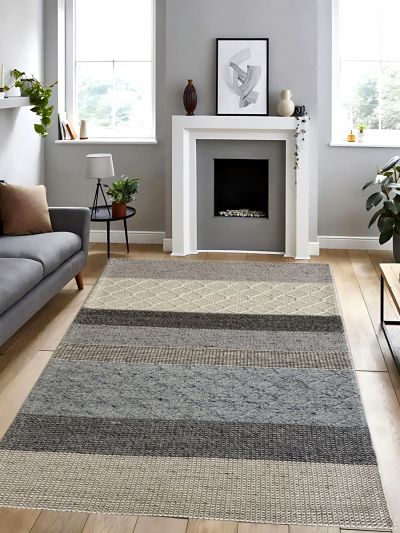 Carpetmantra Hand Woven Natural Grey Carpet 5ft X 8ft 