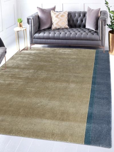 Carpetmantra Hand knotted Designer Bamboo Silk Beige Carpet 5.3ft X 6.10ft