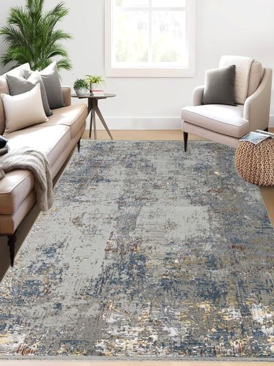 Carpetmantra Multi Color Abstract Design Fine Quality Wool Viscose Mix Carpet 