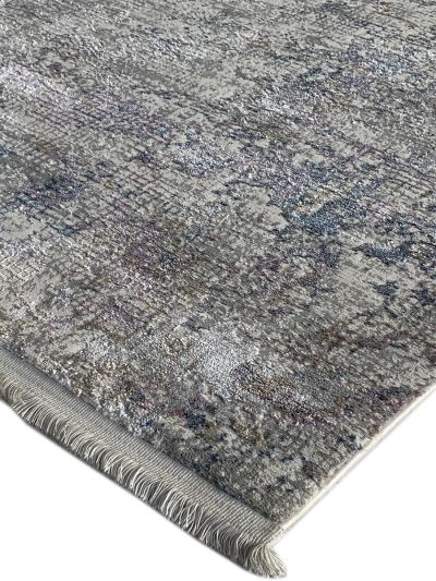 Carpetmantra Silver and Blue Color Abstract Design Superior Quality Carpet 5.3ft X 7.7ft