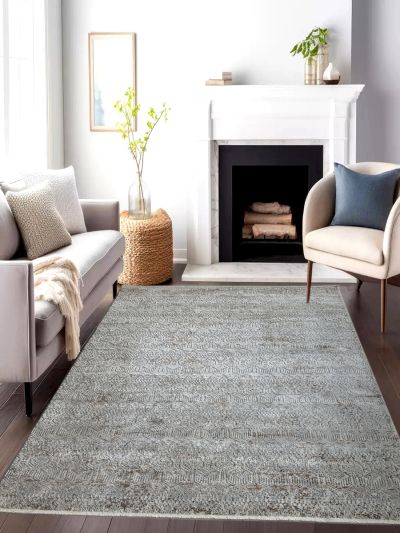 Carpetmantra Beige Color Super Fine Quality Modern Design Material Wool Viscose Mix Carpet