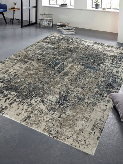 Carpetmantra Multi Color Abstract Design fine Quality Wool Viscose Mix Carpets