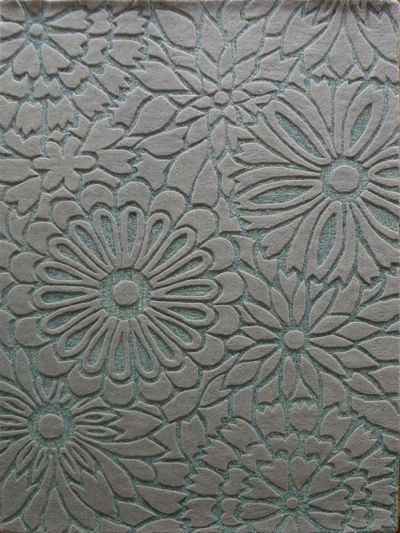 Carpet Mantra Turquoise Floral Carpet 4.6ft x 6.6ft 