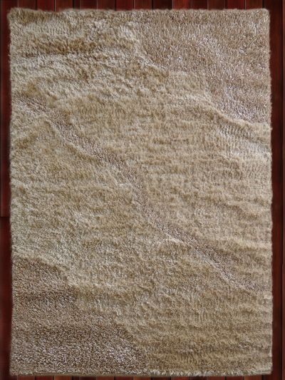 Carpetmantra Beige  Dove Shaggy 4.6ft X 6.6ft 